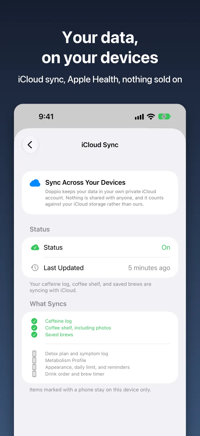 Your data, on your devices: iCloud sync settings